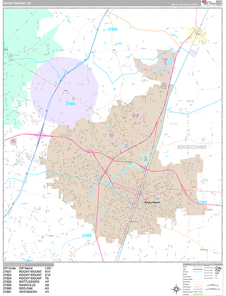 Rocky Mount Wall Map